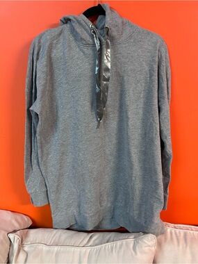 Vero Moda Gray Pullover Hoodie with Satin Drawstrings